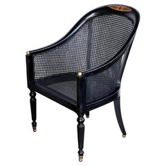 Handsome English Regency Style Ebonized Library Chair