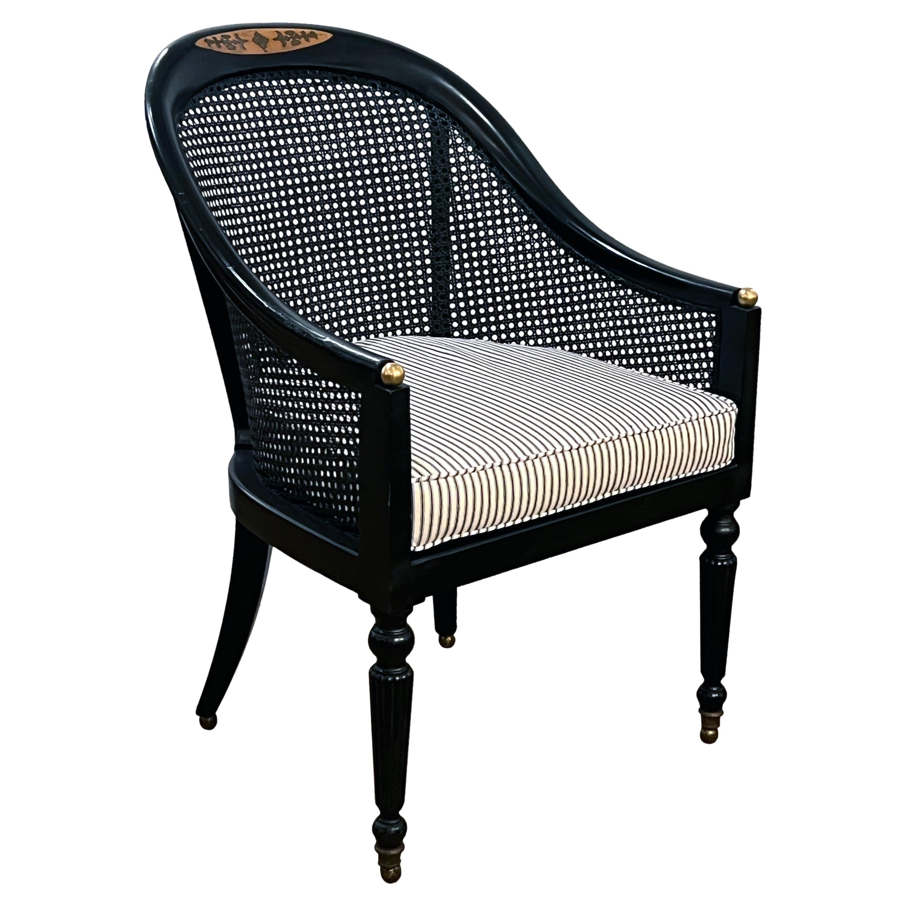 Handsome English Regency Style Ebonized Library Chair