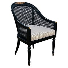 Handsome English Regency Style Ebonized Library Chair