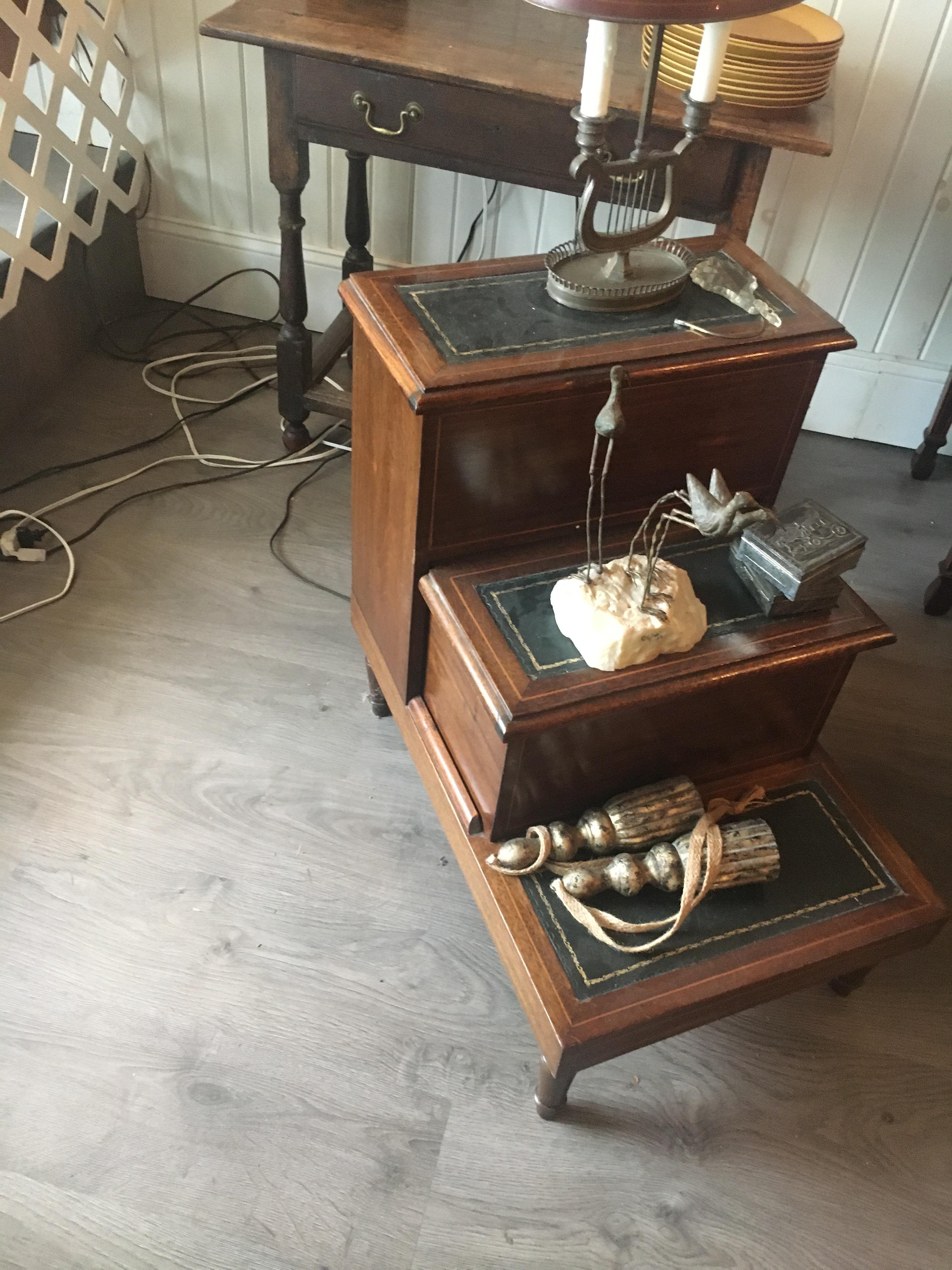 Handsome English Regency Style Mahogany Library/Bed Steps Great as Side Table In Good Condition In Buchanan, MI