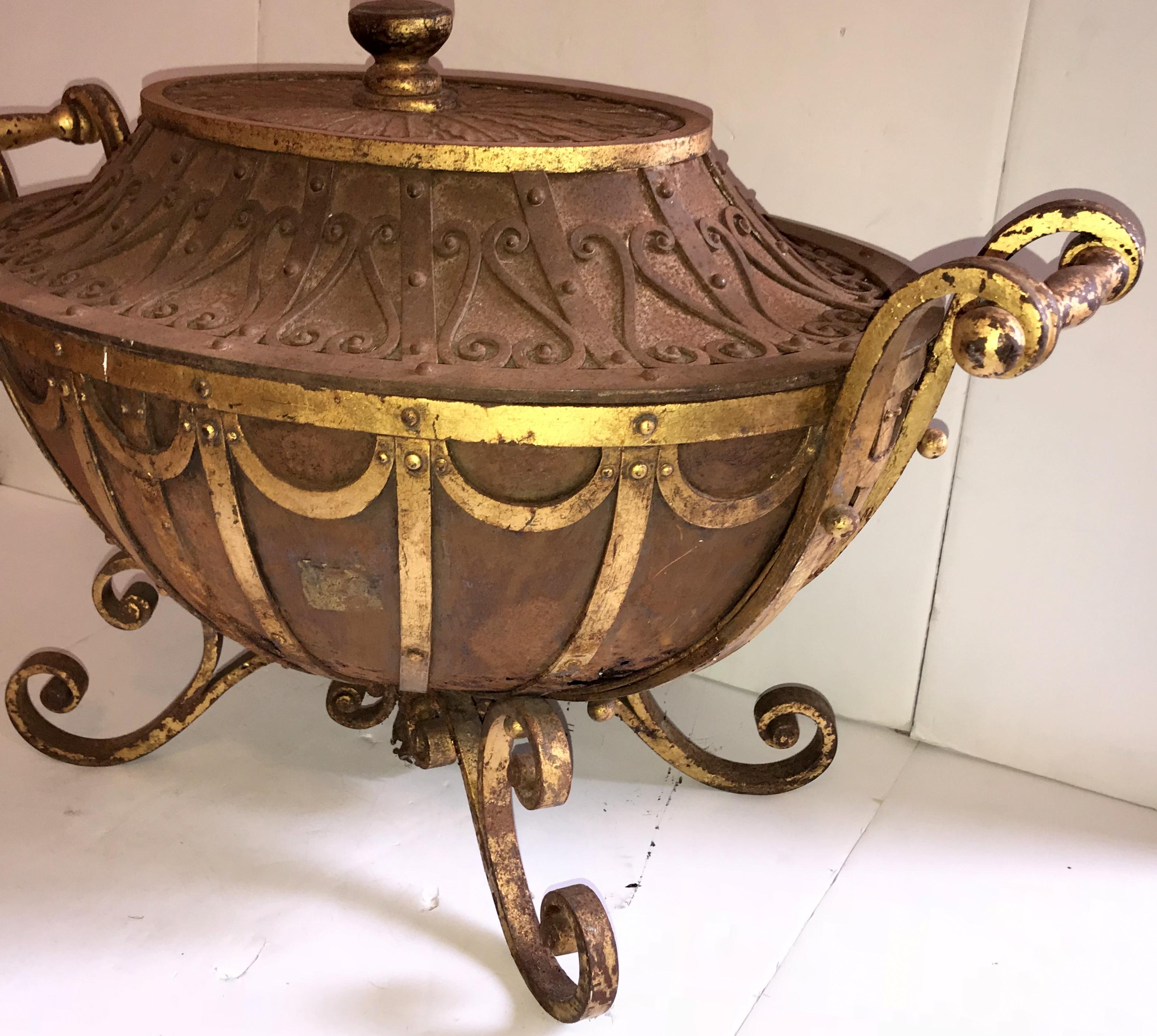 19th Century Handsome English Urn Edwardian Regency Large Swag Neoclassical Coal Scuttle For Sale