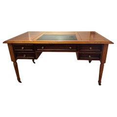 Handsome English Vintage Fruitwood Writing Desk with Leather Blotter