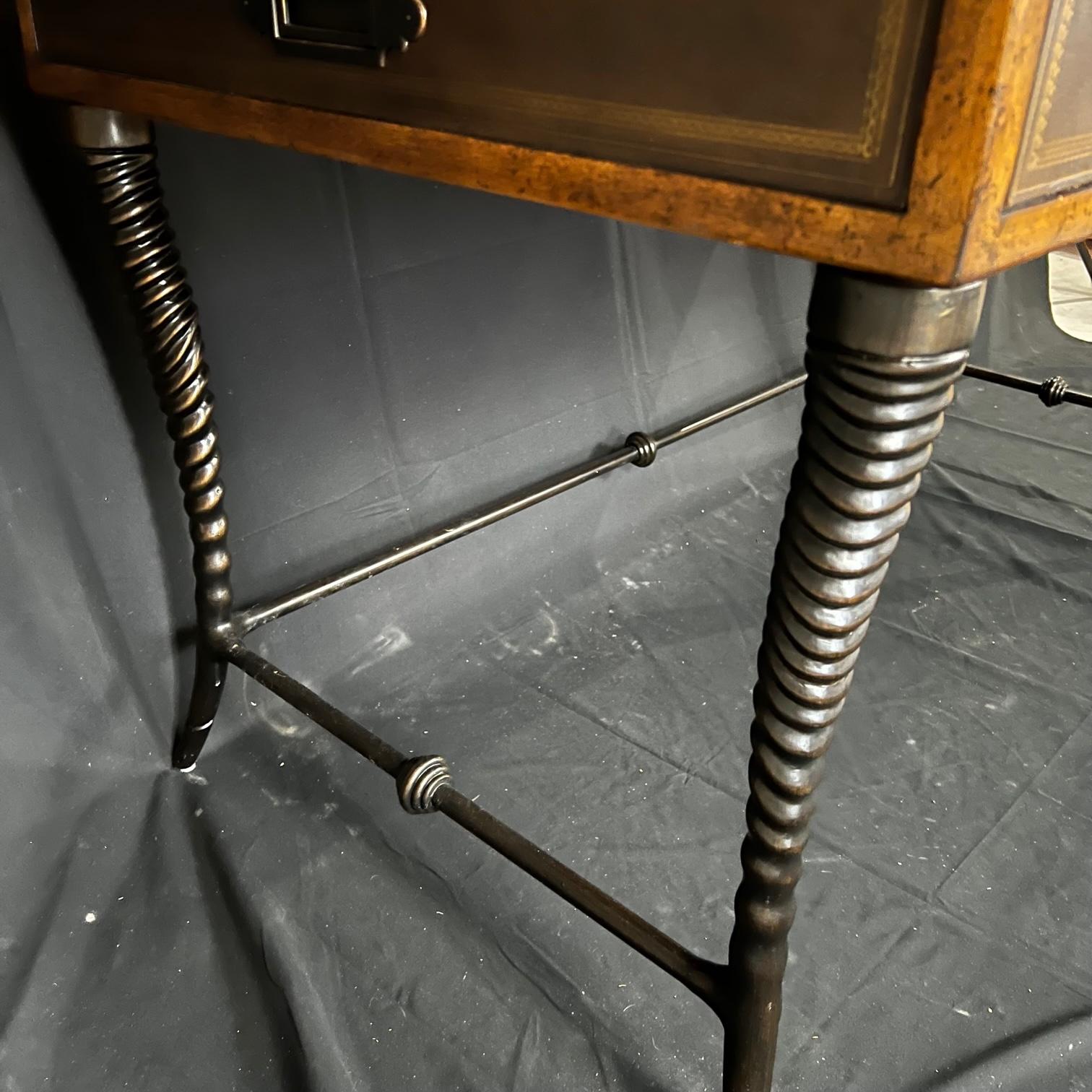 Handsome Campaign Style Writing Table Desk In Good Condition In Hopewell, NJ