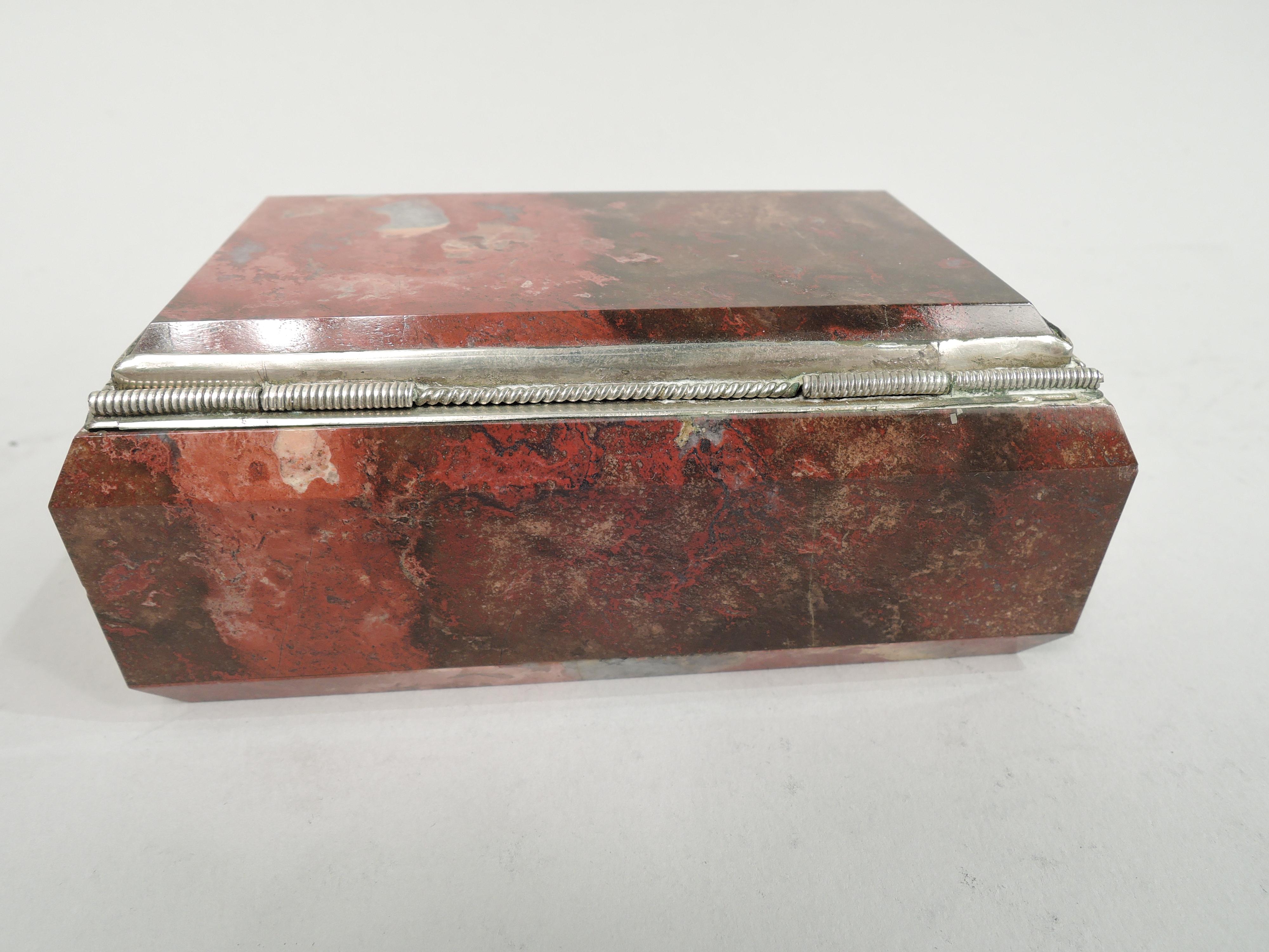 Edwardian Handsome European Red Stone Trinket Box