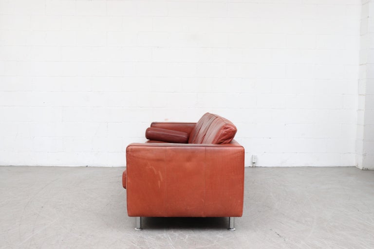 Handsome Extra Long Knoll Style Leather Sofa at 1stDibs long leather