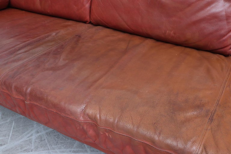 Handsome Extra Long Knoll Style Leather Sofa at 1stDibs long leather