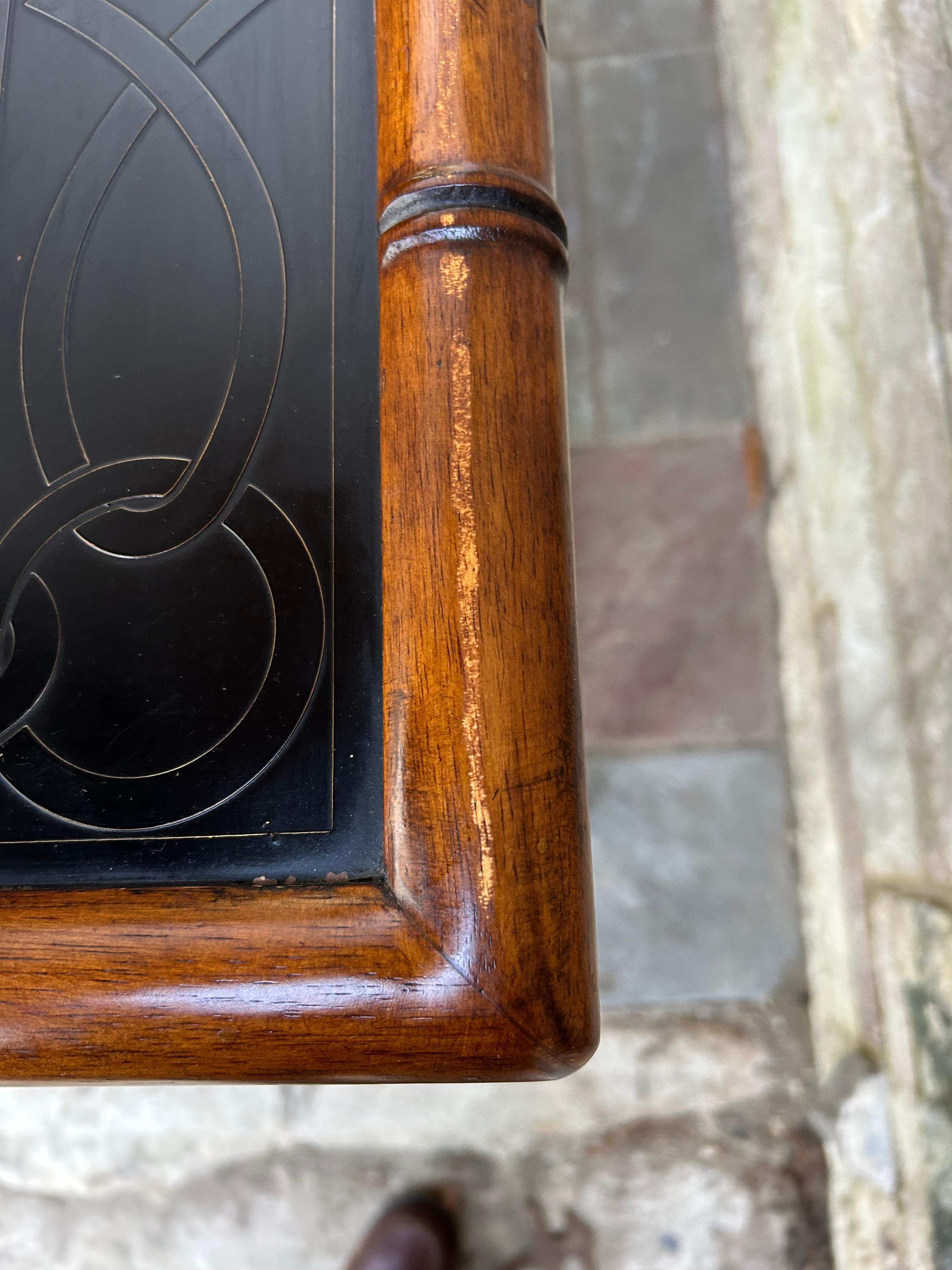Handsome Faux Bamboo 2 Tier Console Table Mid-Century Modern For Sale 8