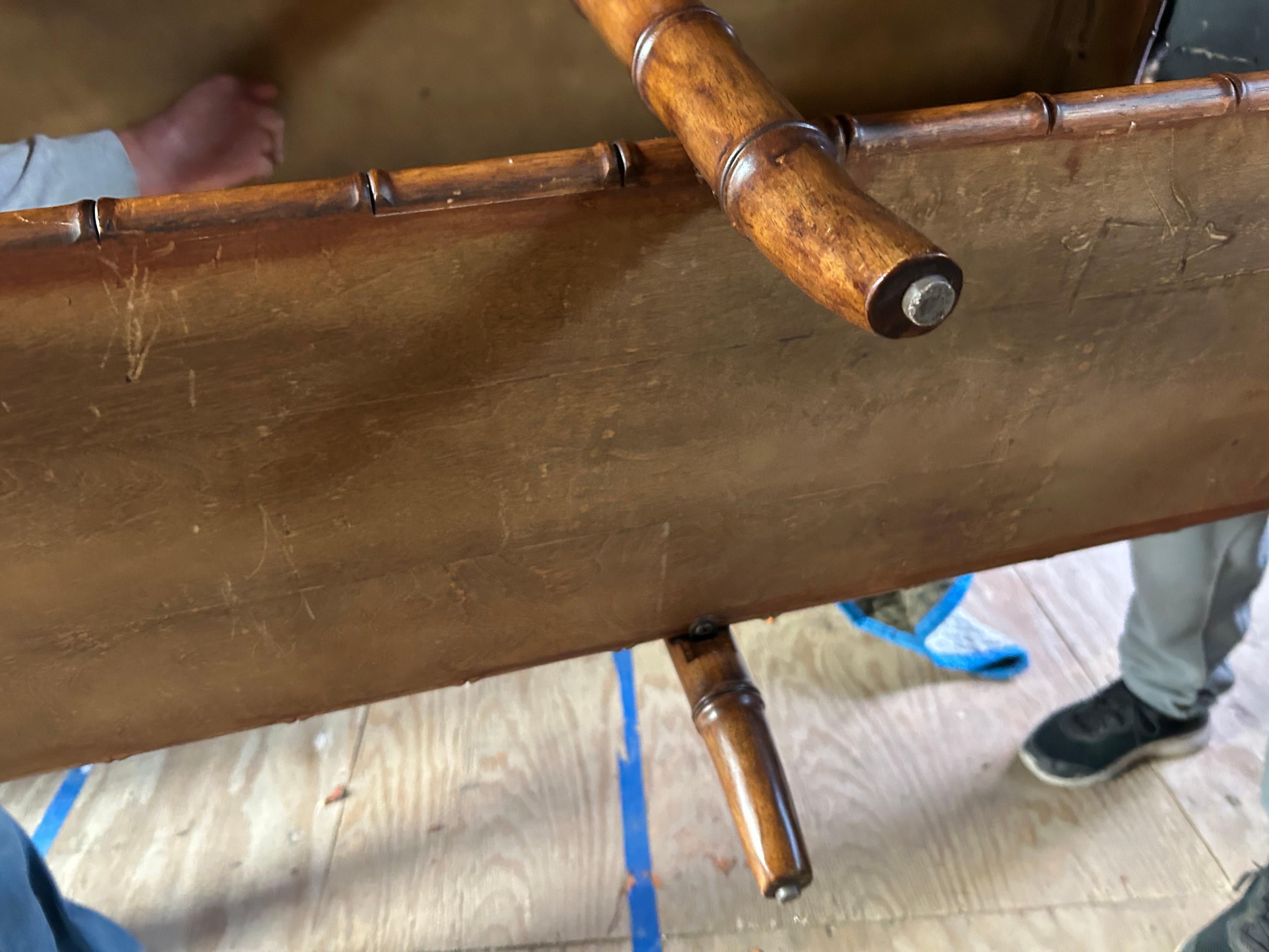 Handsome Faux Bamboo 2 Tier Console Table Mid-Century Modern For Sale 9