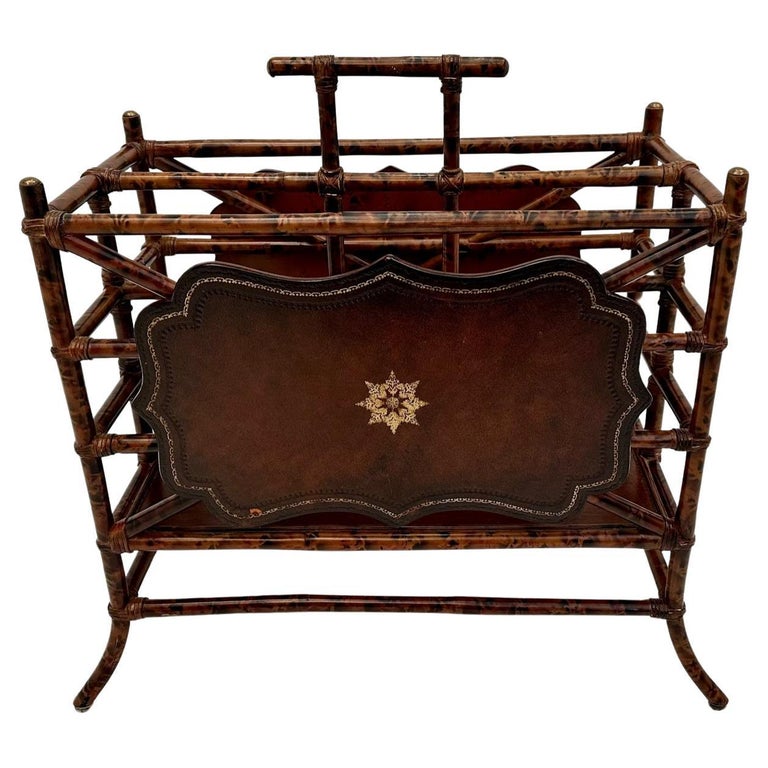 Handsome Faux Tortoise Finished Tooled Leather Maitland Smith Magazine ...