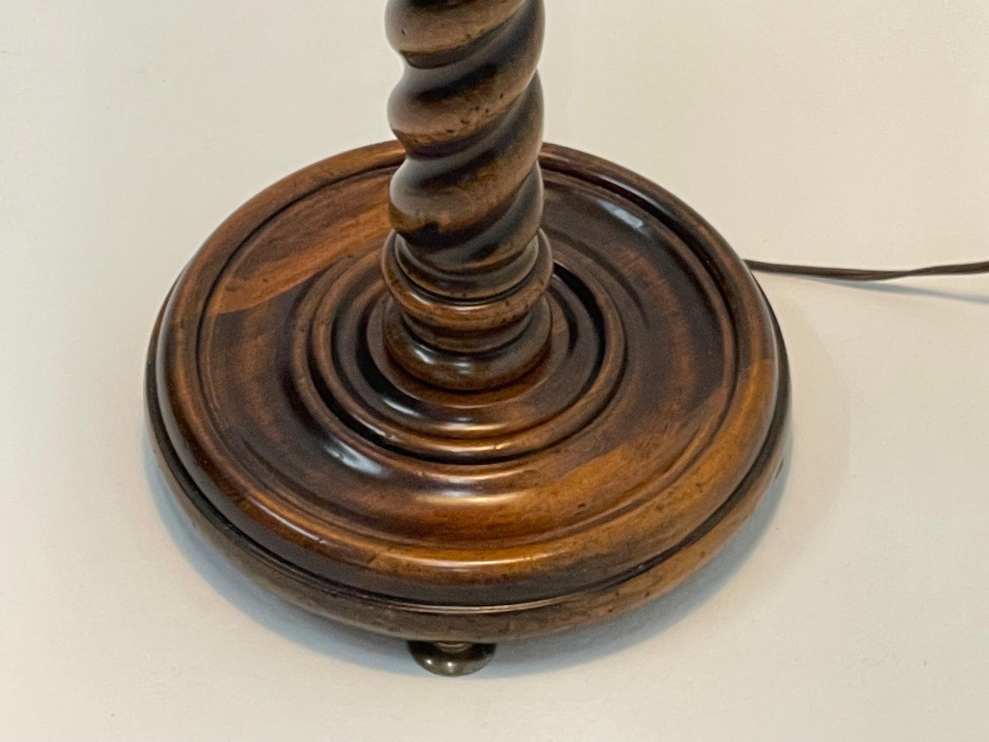 Handsome Frederick Cooper Mahogany Barley Twist Floor Lamp In Good Condition In Hopewell, NJ