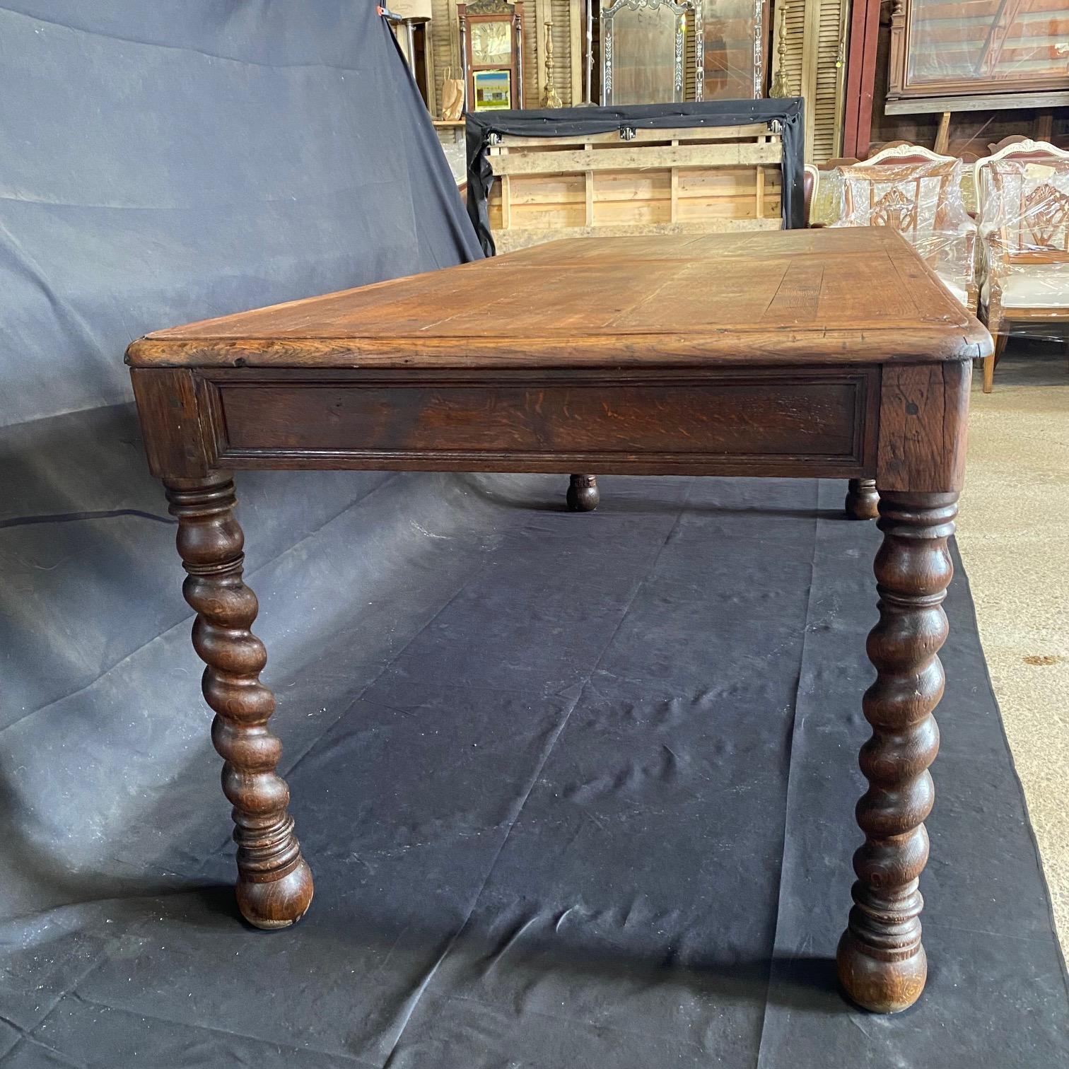 Handsome French 19th Century Oak Barley Twist Dining Table 6