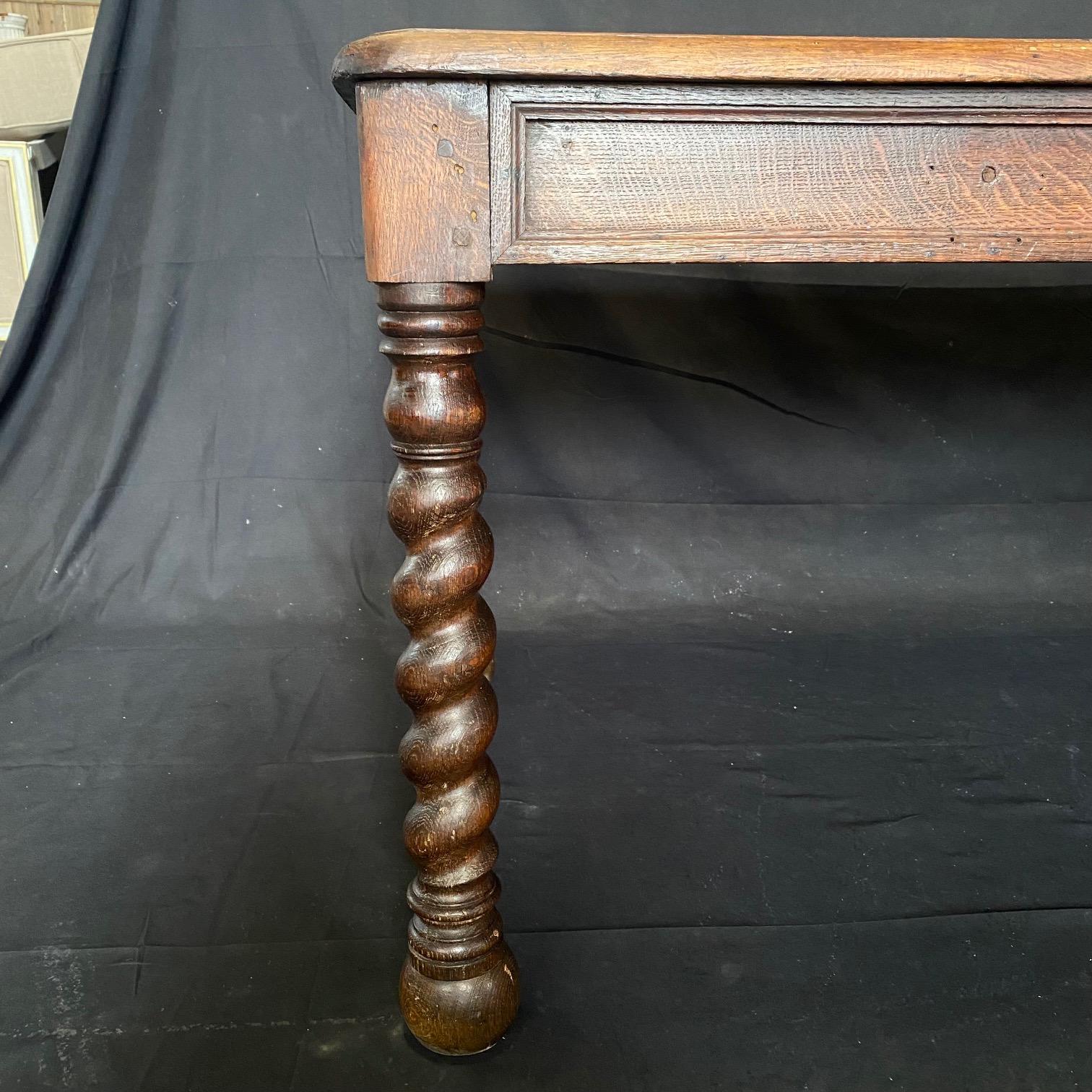 Handsome French 19th Century Oak Barley Twist Dining Table 4