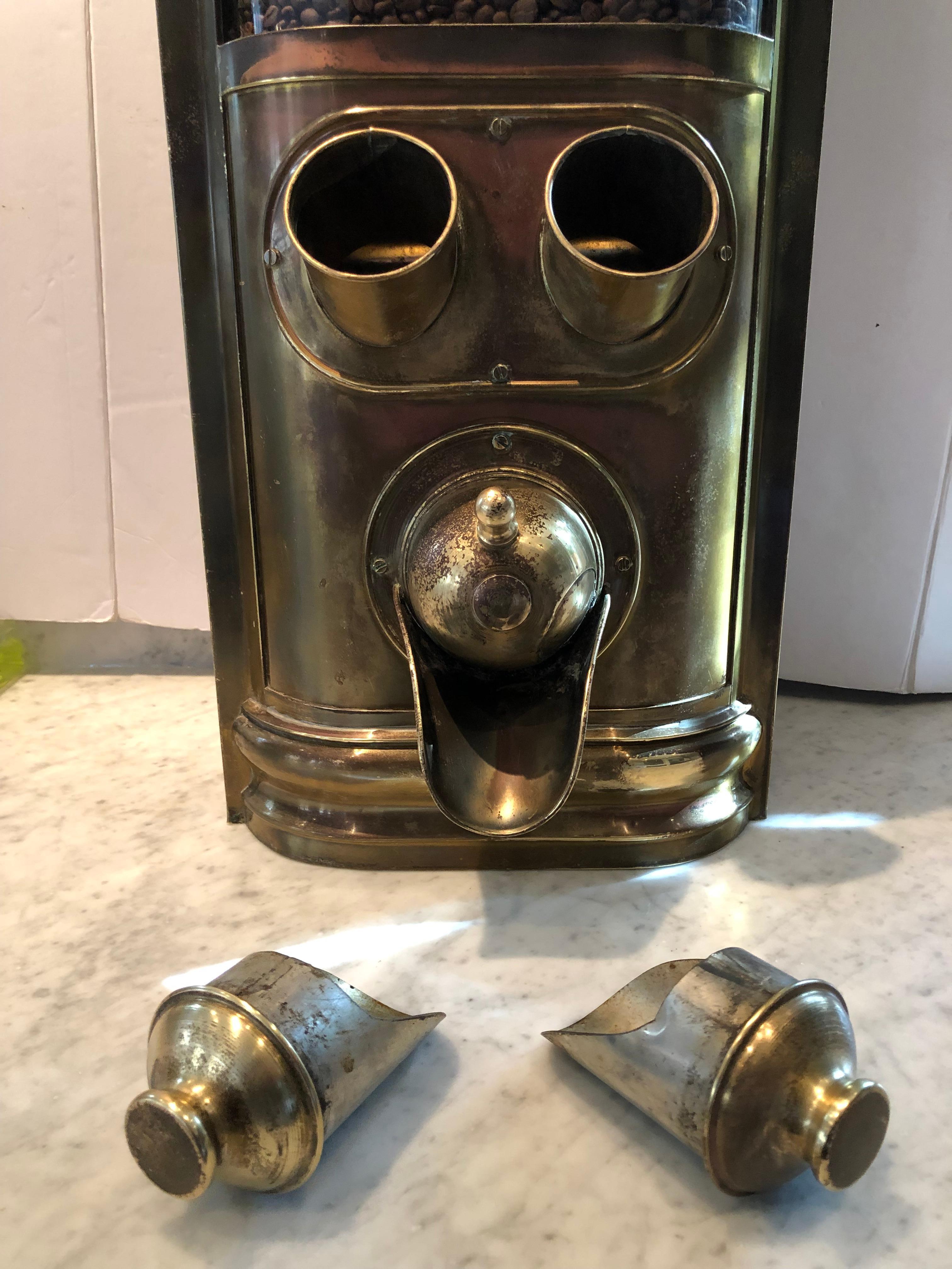 Handsome French Commercial Coffee Bean Dispenser in Brass 1