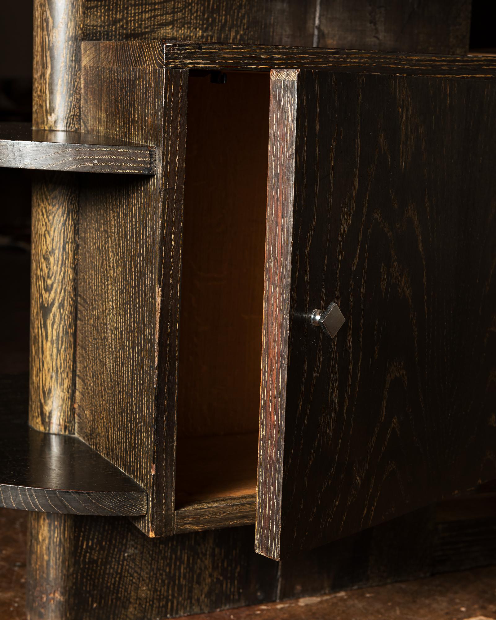 Handsome French Desk in Black Cerused Oak, 1940s 8