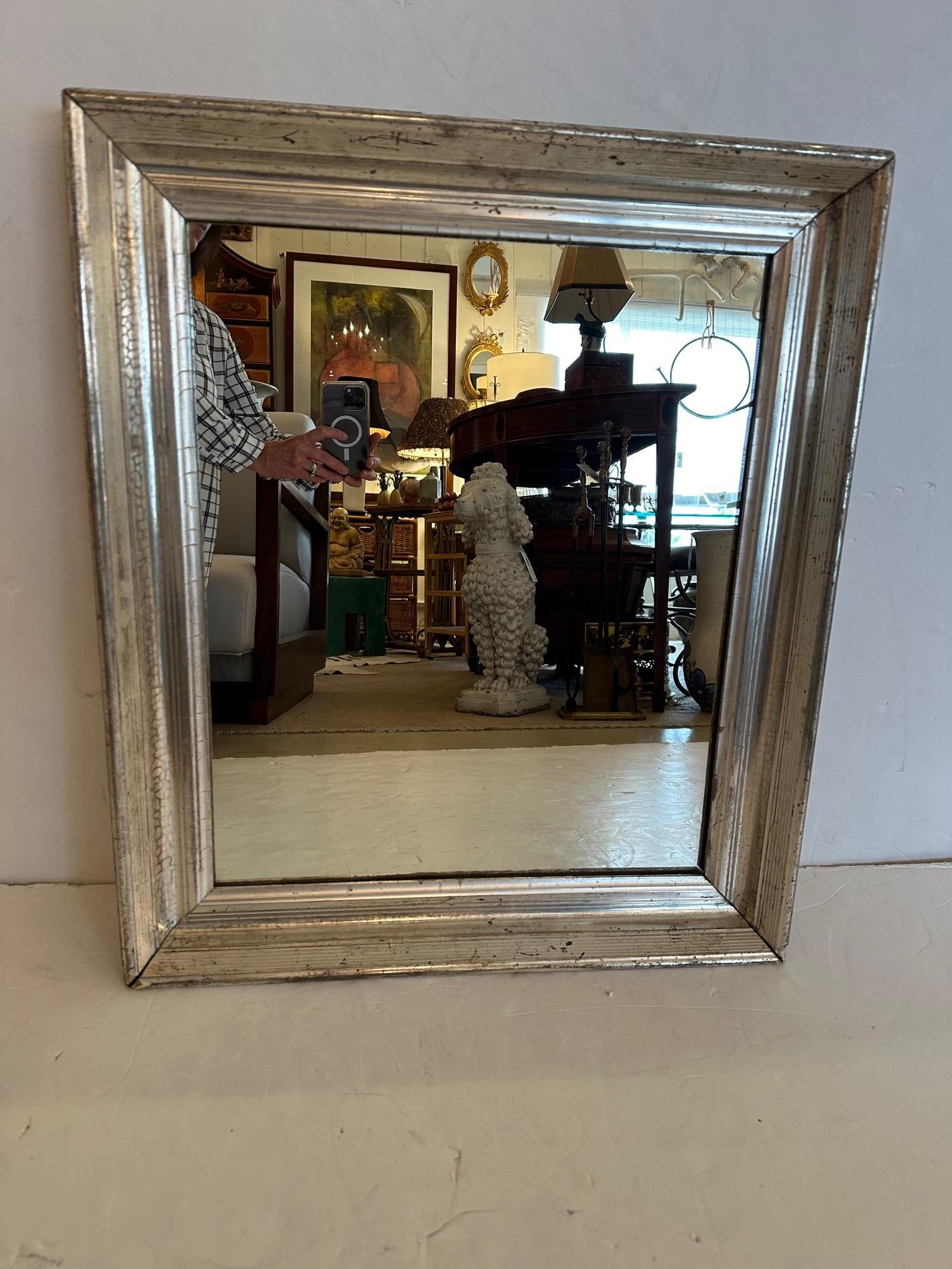 Handsome French Silver Gilt Chunky Rectangular Wall Mirror 4
