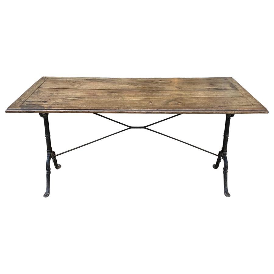 Handsome French Vintage Bistro Table-Wood and Iron