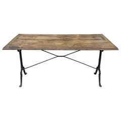 Handsome French Vintage Bistro Table-Wood and Iron