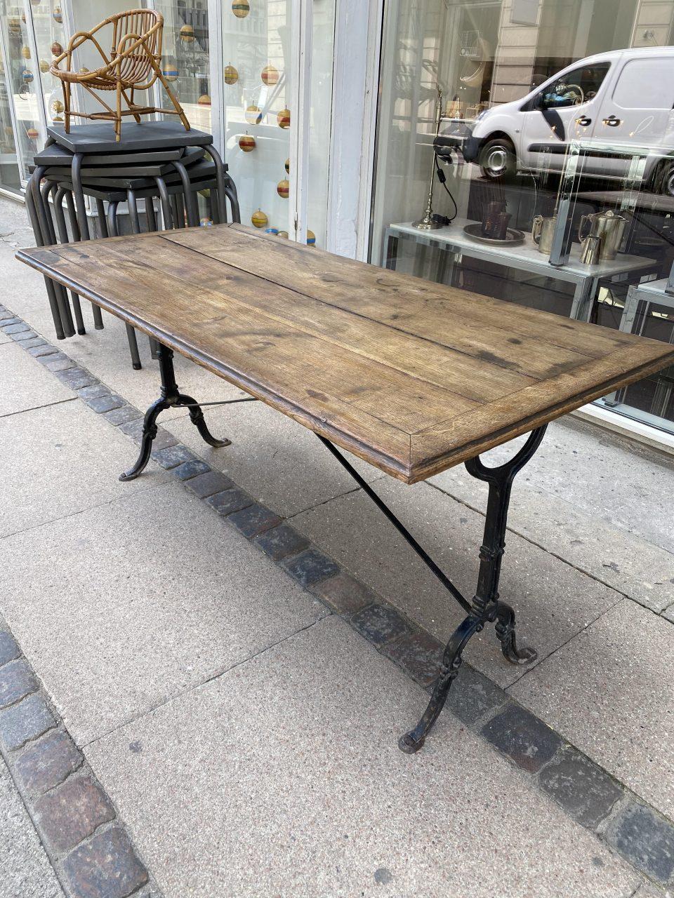 Mid-20th Century Handsome French Vintage Bistro Table-Wood and Iron