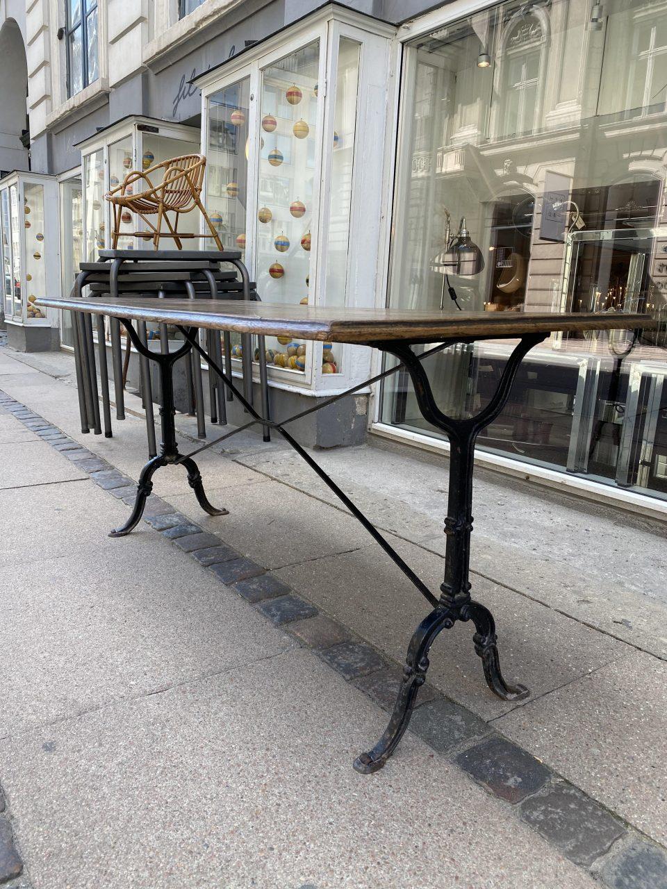 Handsome French Vintage Bistro Table-Wood and Iron 1