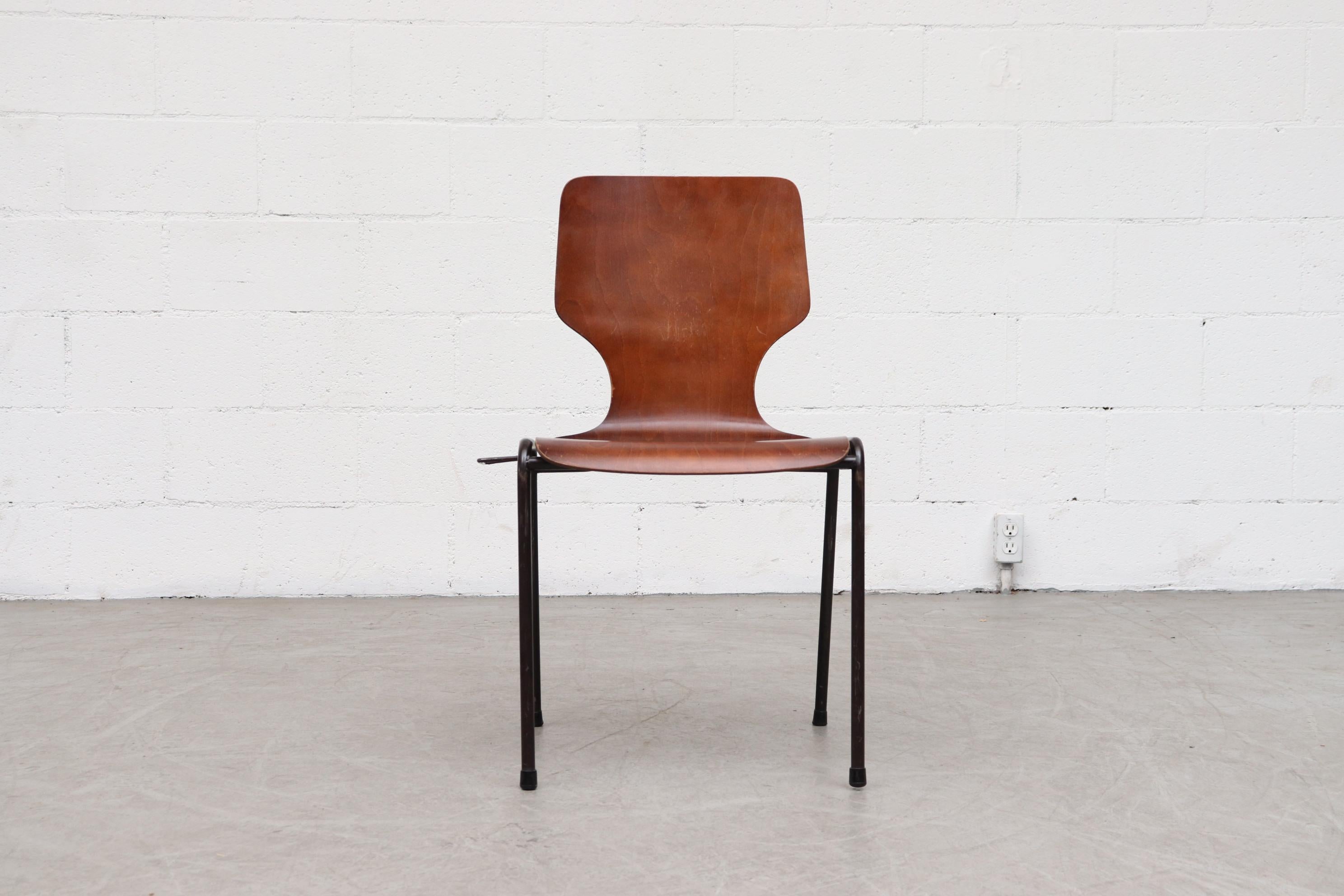 Dutch Handsome, Mid-Century, Stacking Fritz Hansen Style Wingback Dining Chairs For Sale
