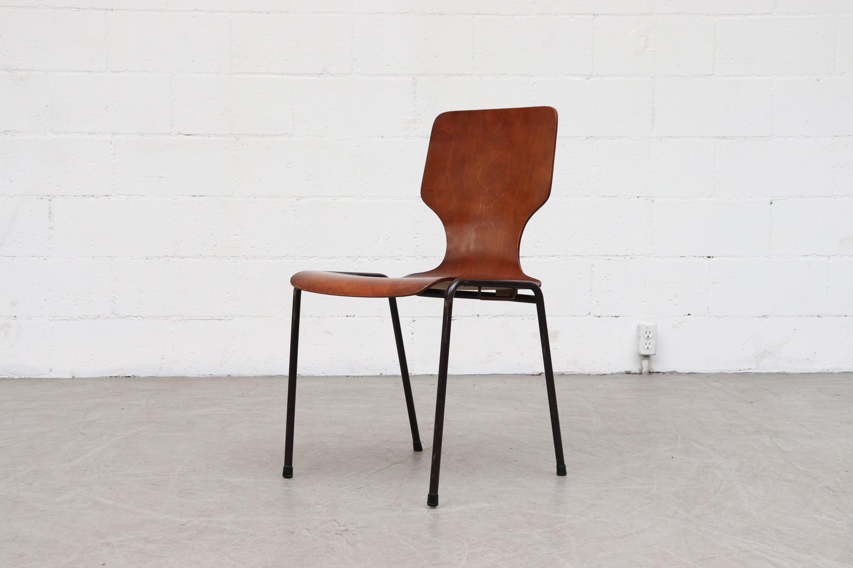 Enameled Handsome, Mid-Century, Stacking Fritz Hansen Style Wingback Dining Chairs For Sale