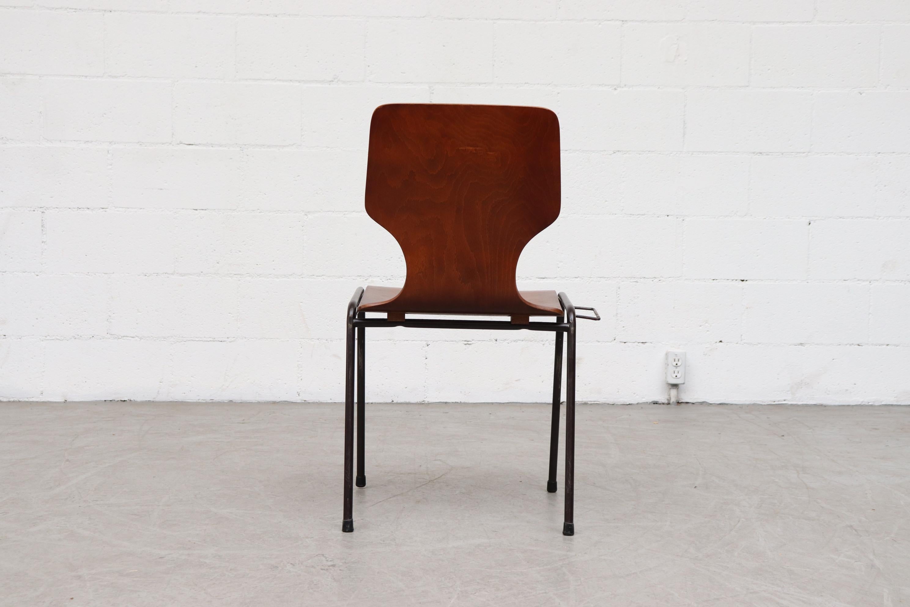 Wood Handsome, Mid-Century, Stacking Fritz Hansen Style Wingback Dining Chairs For Sale