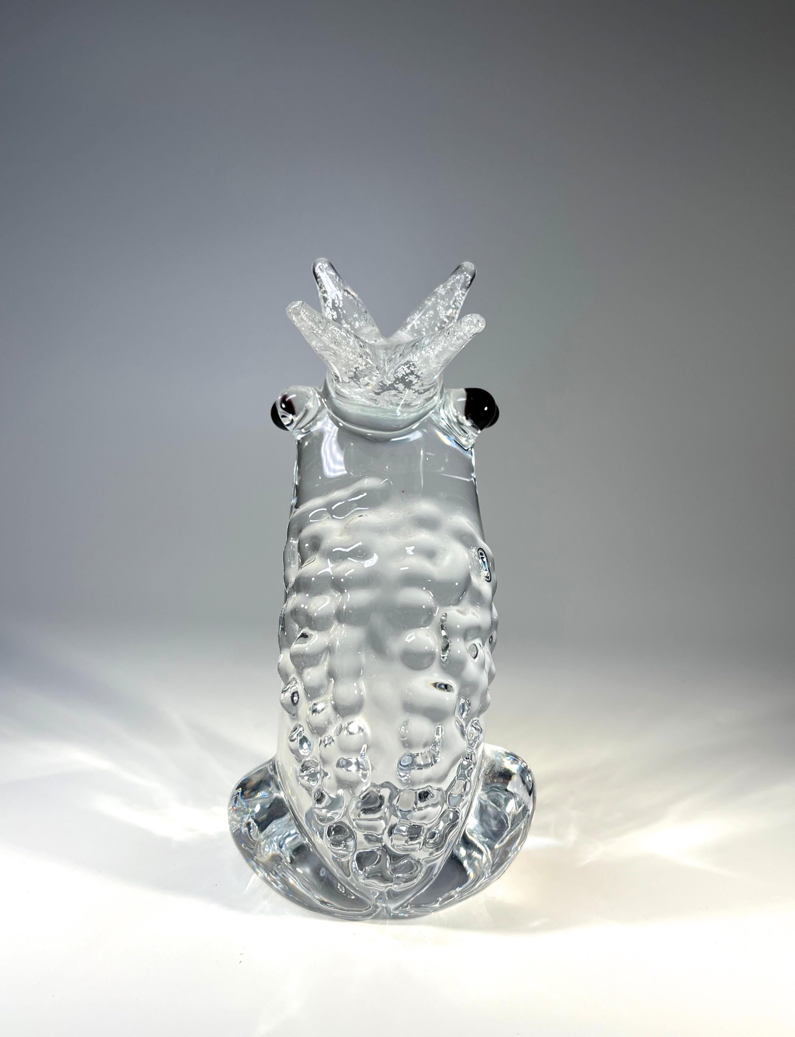 Swedish Handsome Frog Prince Crystal Paperweight By Marcolin Art Crystal Sweden c1988-91 For Sale