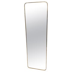 Handsome Full Length Midcentury Brass Mirror, Italy