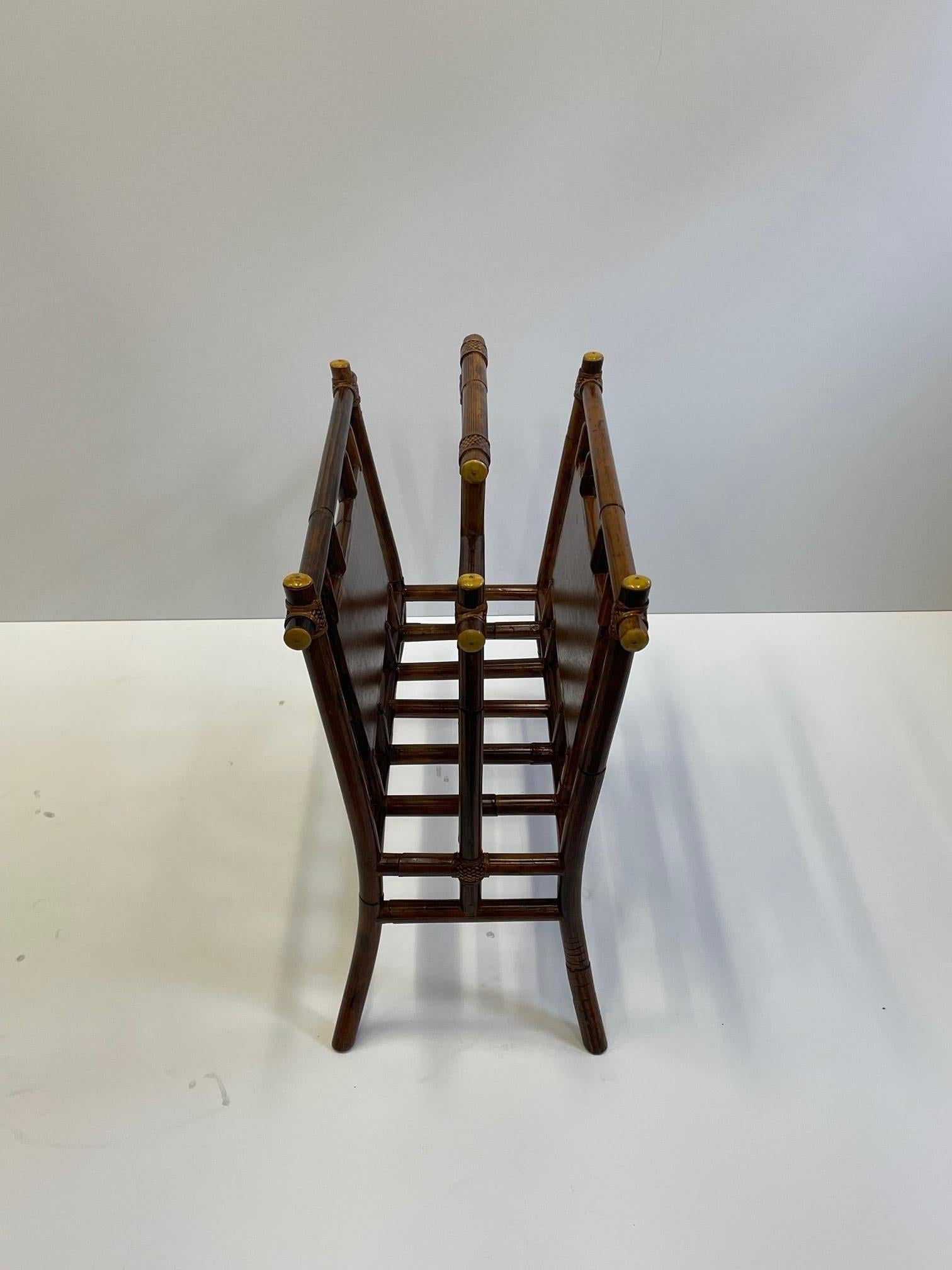 Handsome Functional Vintage Bamboo Magazine Rack In Good Condition In Hopewell, NJ