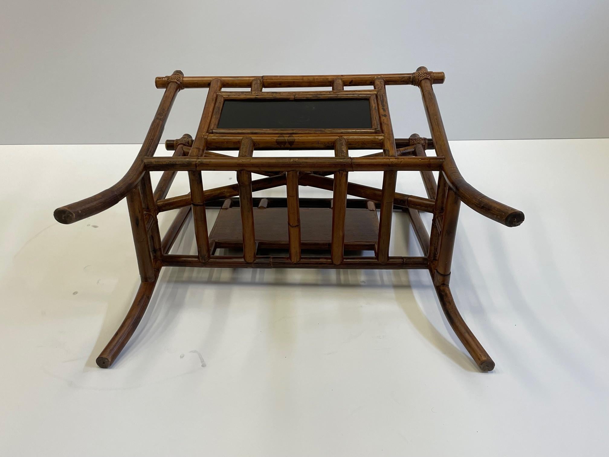 Late 20th Century Handsome Functional Vintage Bamboo Magazine Rack