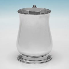 Handsome George II baluster shaped sterling silver pint mug made in 1751