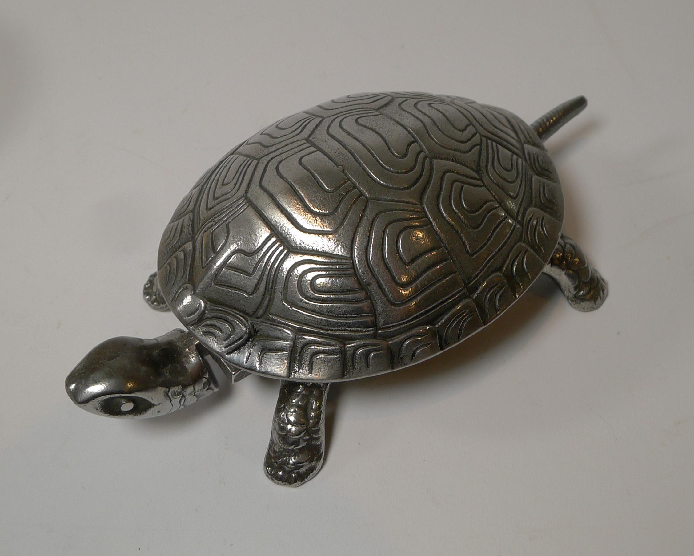 Edwardian Handsome German Figural Mechanical Desk / Counter Bell, Tortoise