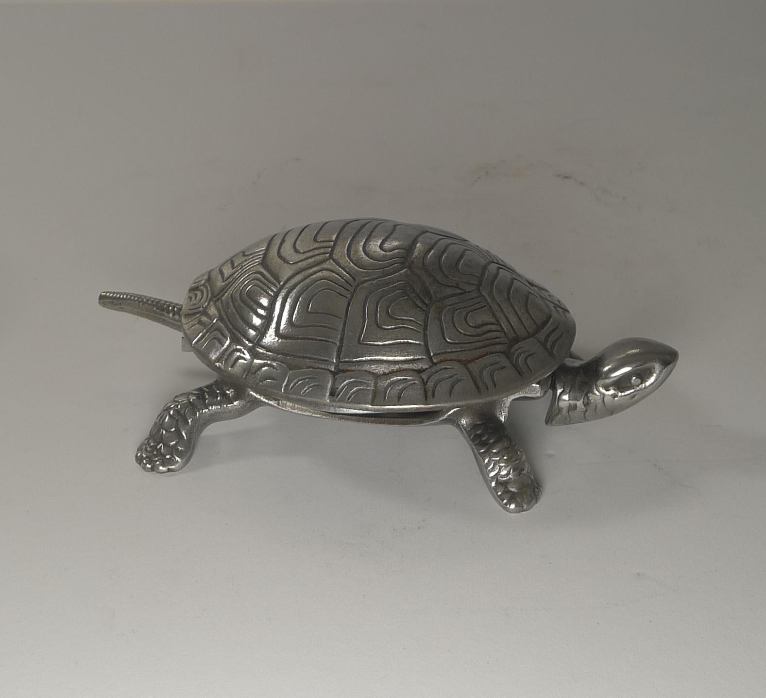 Early 20th Century Handsome German Figural Mechanical Desk / Counter Bell, Tortoise