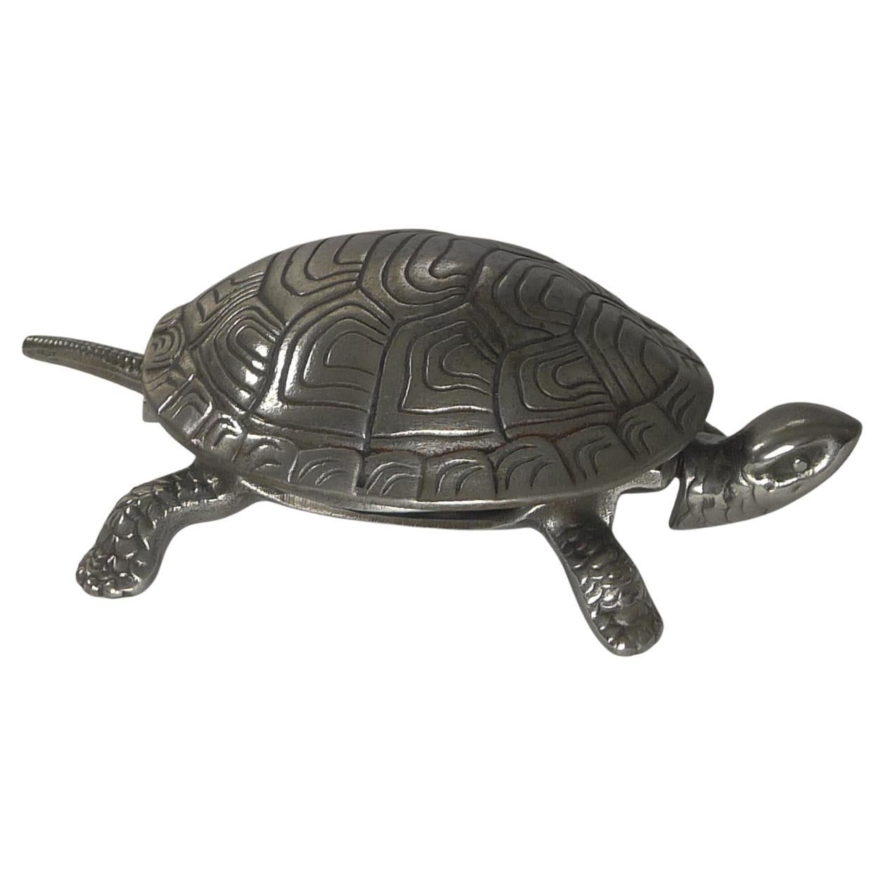 Handsome German Figural Mechanical Desk / Counter Bell, Tortoise