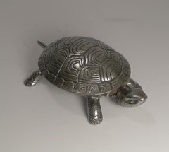 Handsome German Figural Mechanical Desk / Counter Bell Tortoise / Turtle