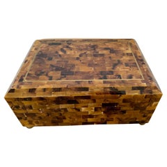Handsome Glossy Horn Box mit Messing-Inlay und Ball Füße