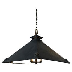 Bellissimo lampadario in metallo color grafite con interno a specchio e 4 luci