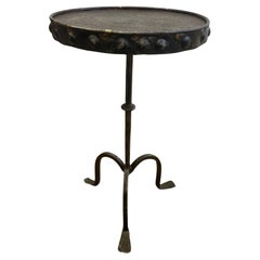 Handsome Hammered Iron Antique French Little Side Drinks Table