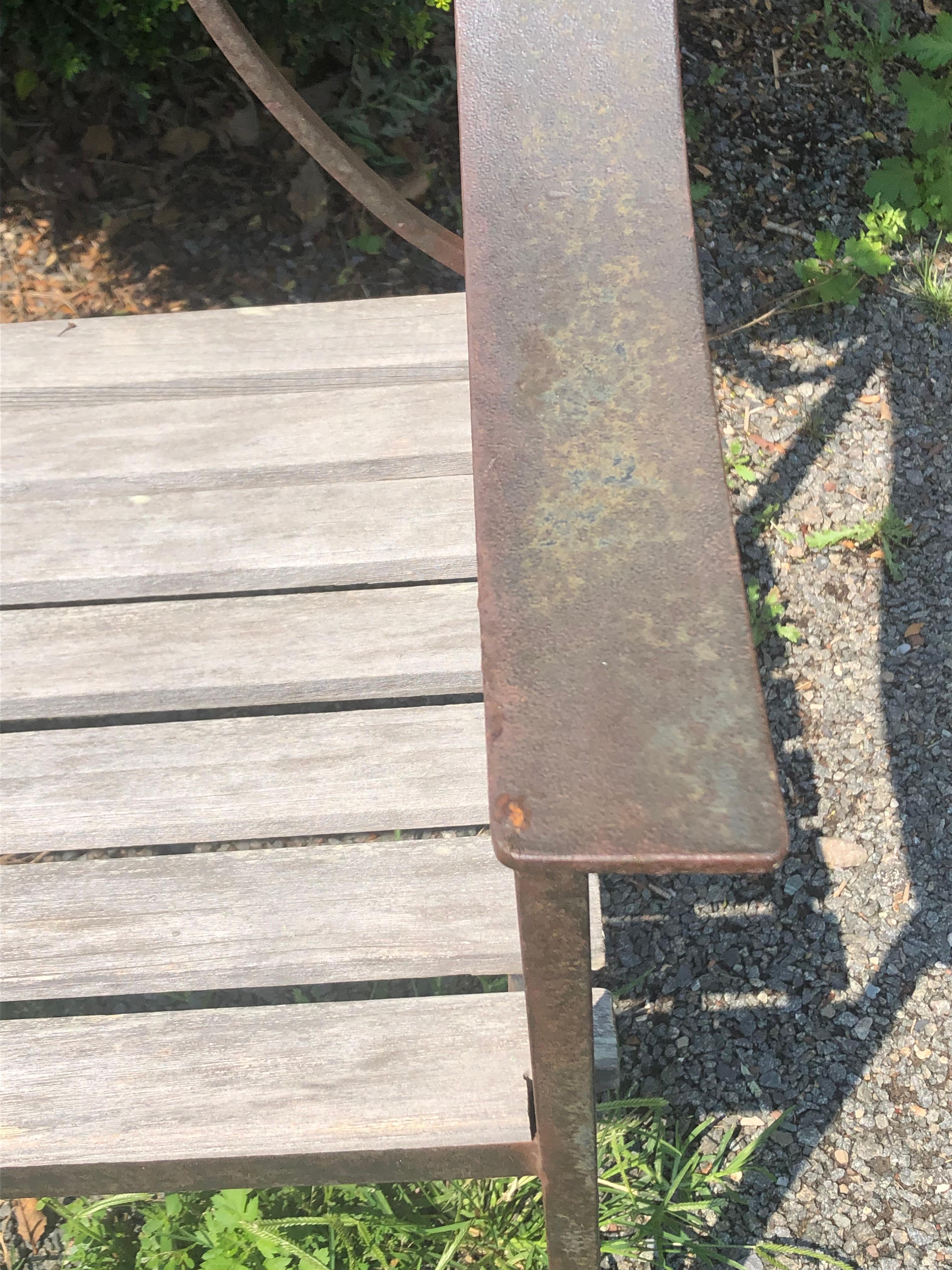 Handsome Hand Forged Rustic Iron and Wooden Garden Bench 4