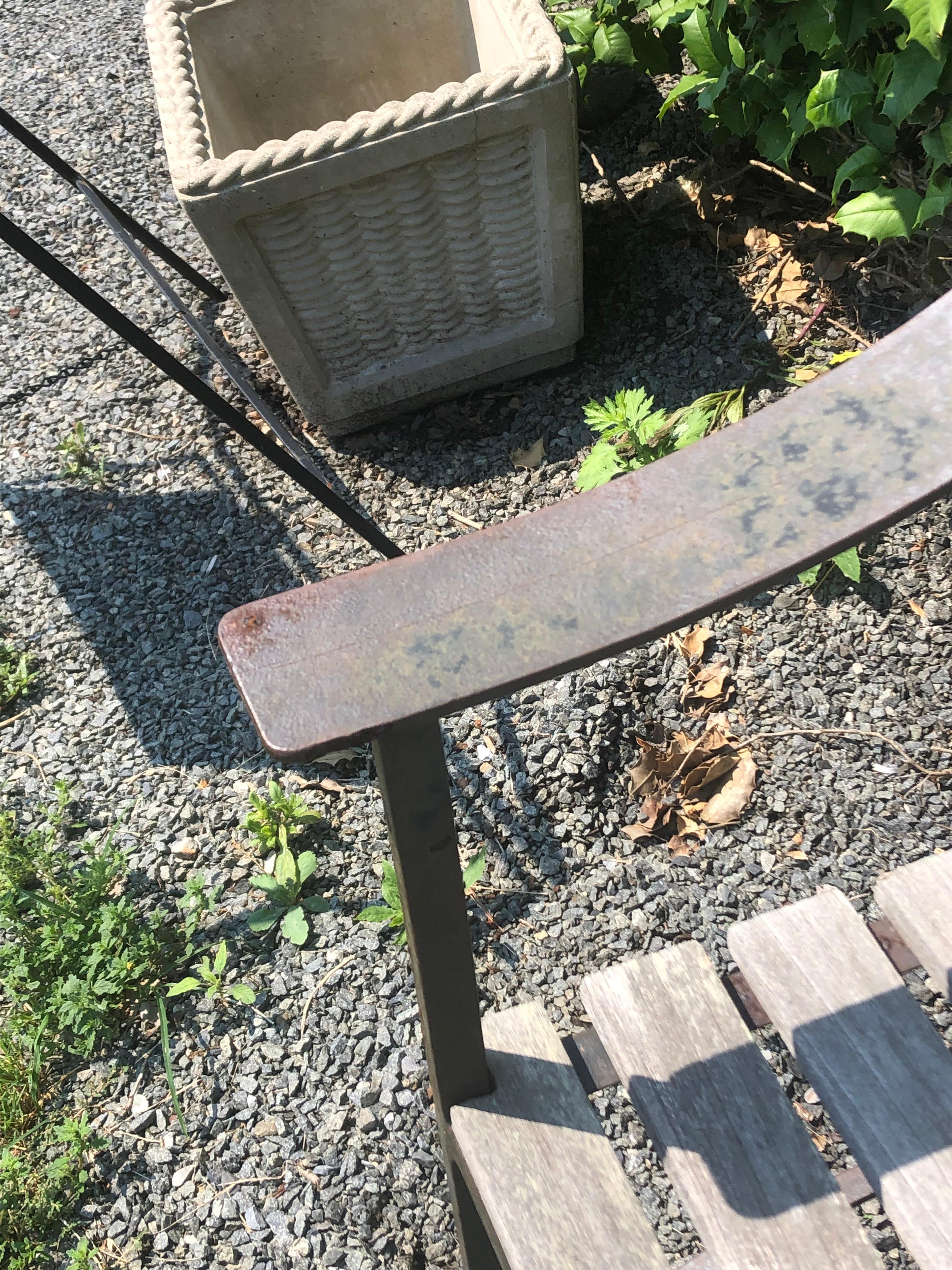 Handsome Hand Forged Rustic Iron and Wooden Garden Bench 1