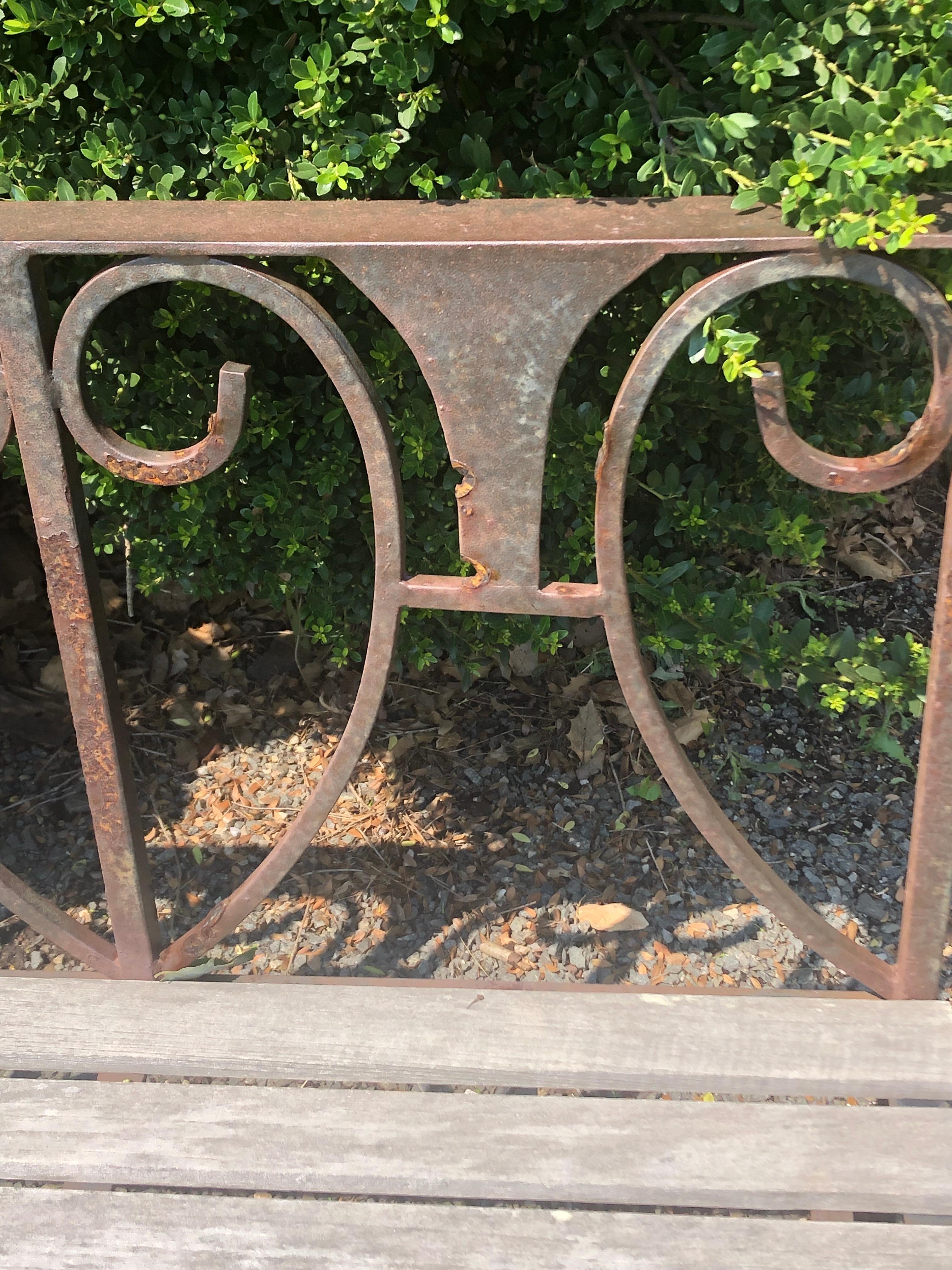 Handsome Hand Forged Rustic Iron and Wooden Garden Bench 2