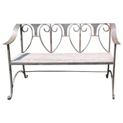 Retro Handsome Hand Forged Rustic Iron and Wooden Garden Bench