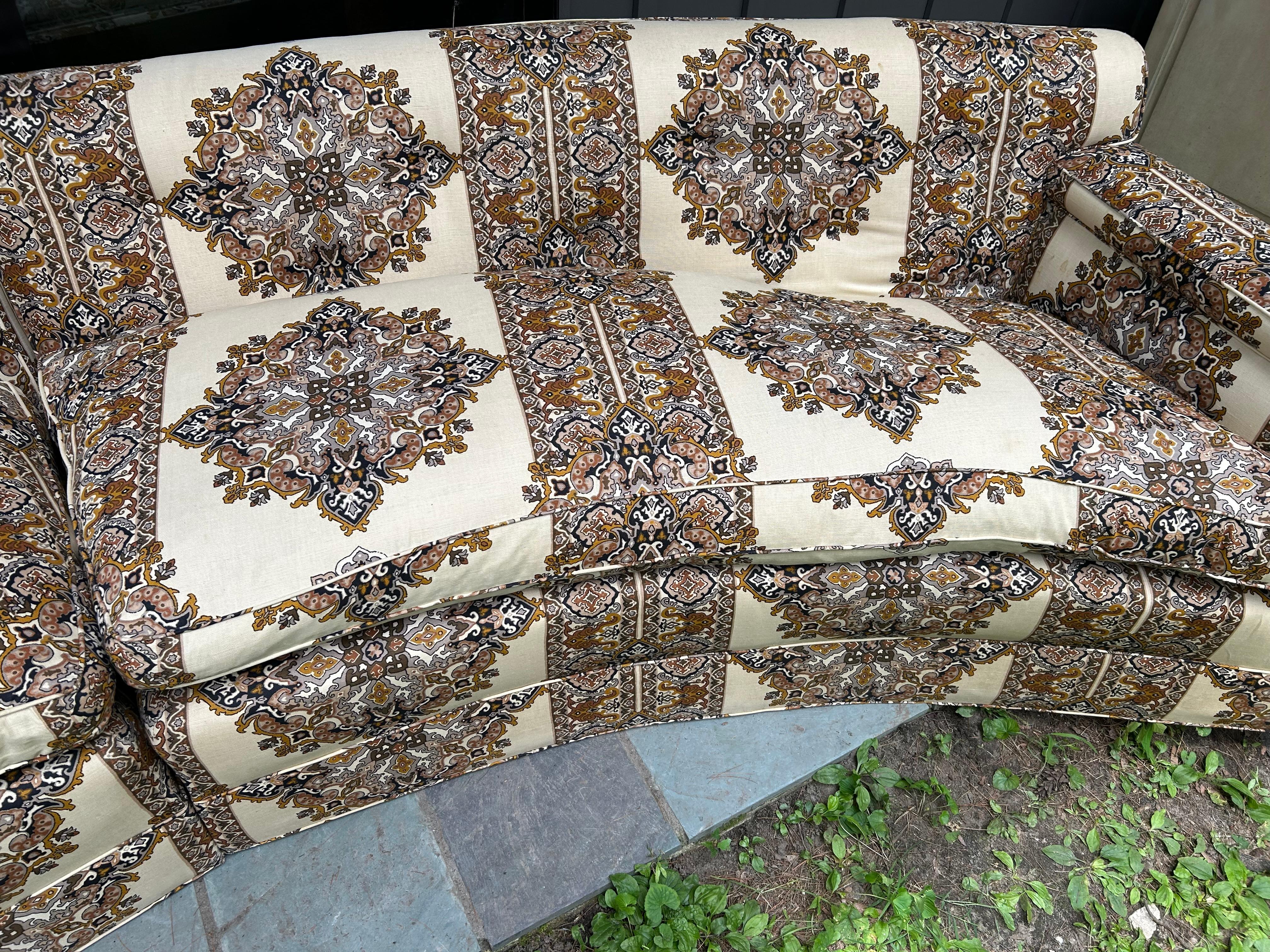 Late 20th Century Handsome Harvey Probber style 2 Piece Curved Sofa Sectional Mid-Century For Sale