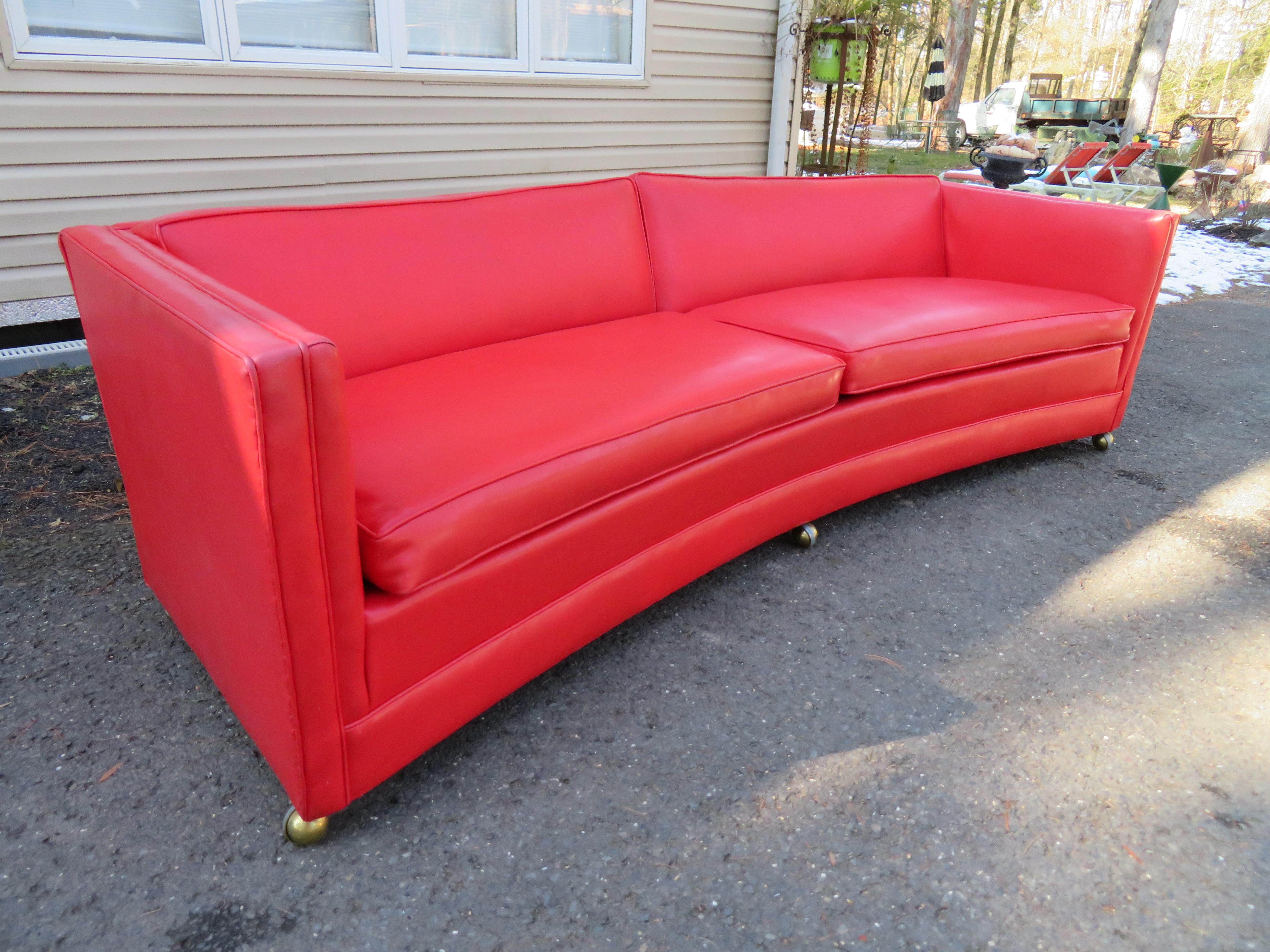 American Handsome Harvey Probber Style Curved Even Arm Sofa Mid-Century Modern For Sale