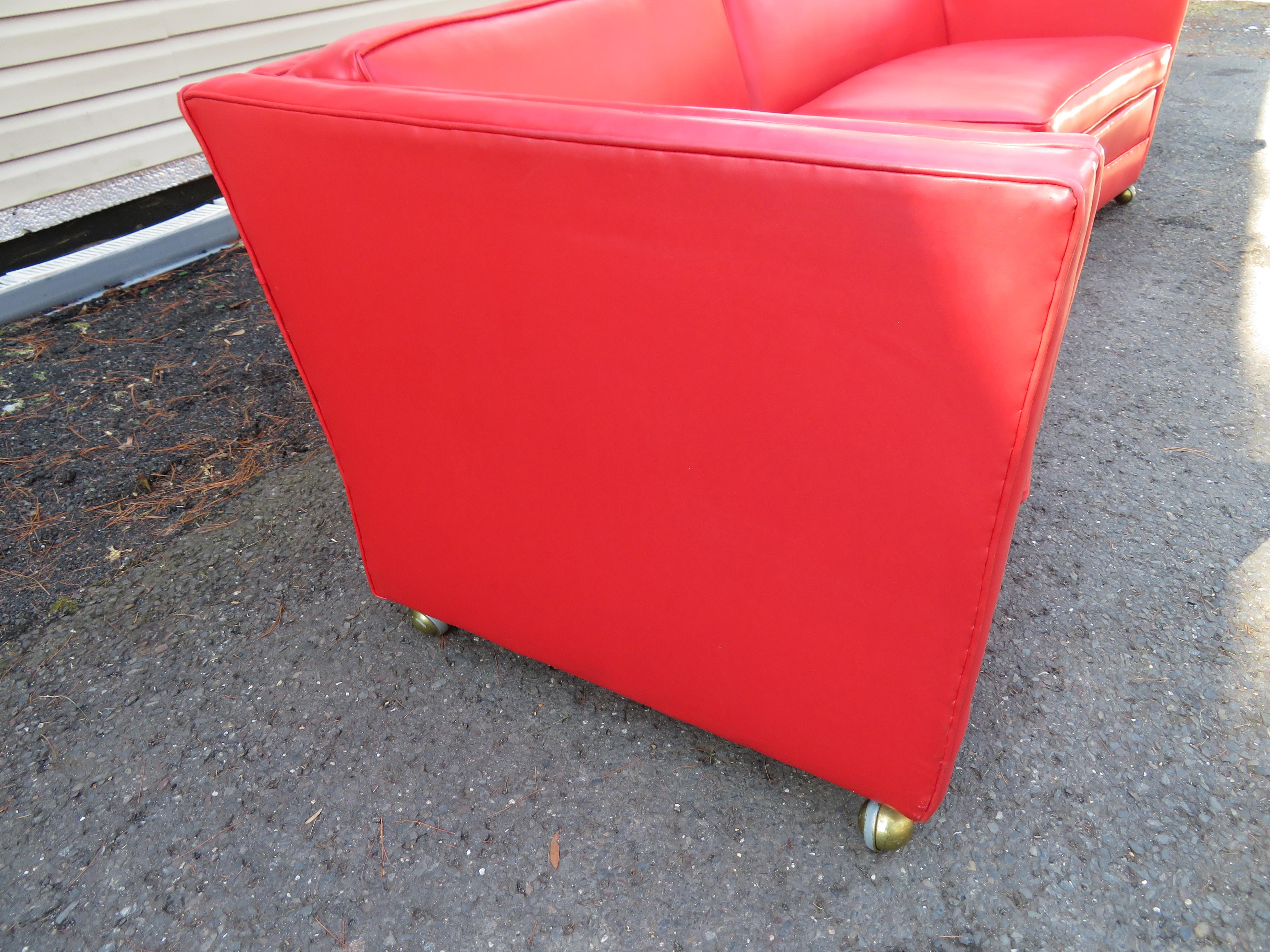 Mid-20th Century Handsome Harvey Probber Style Curved Even Arm Sofa Mid-Century Modern For Sale