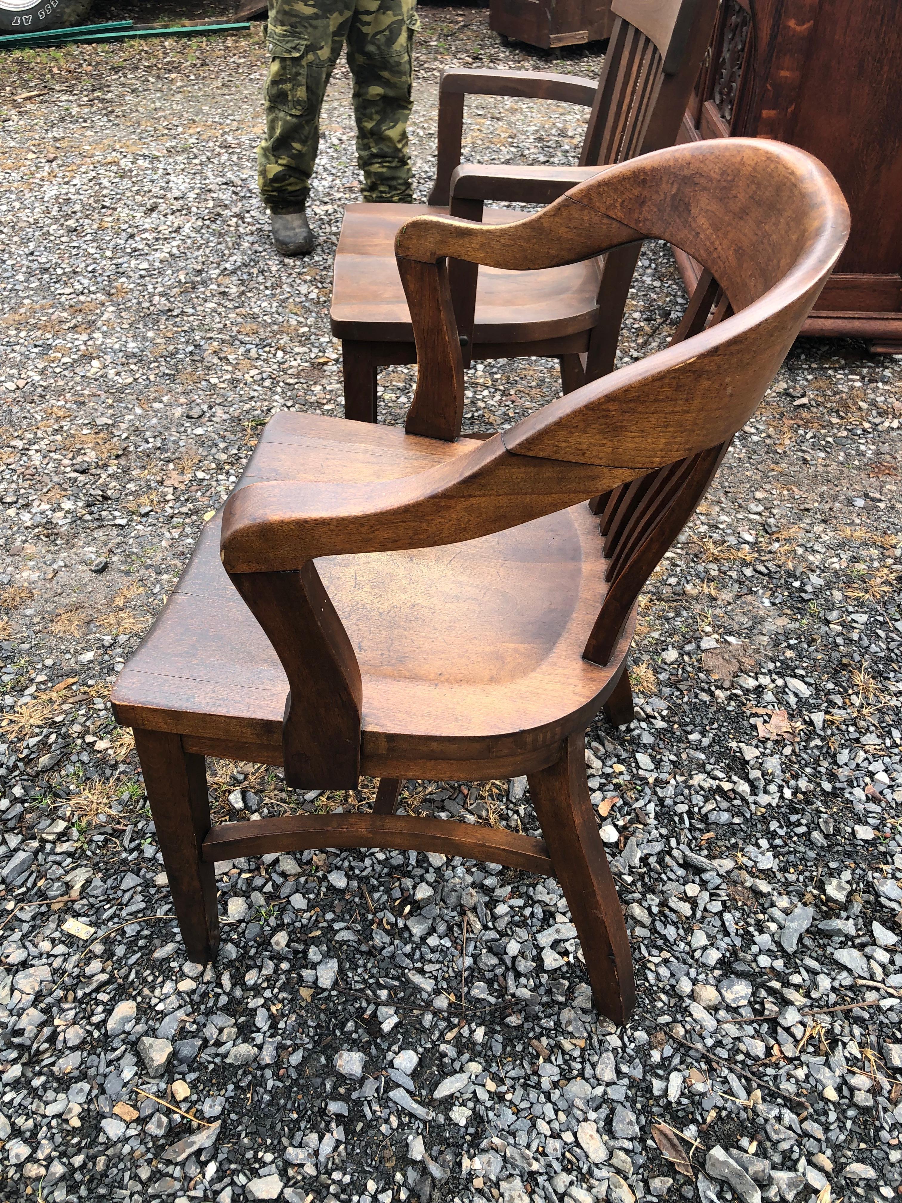 Handsome Heavy Solid Oak Desk Bank Chair For Sale 4