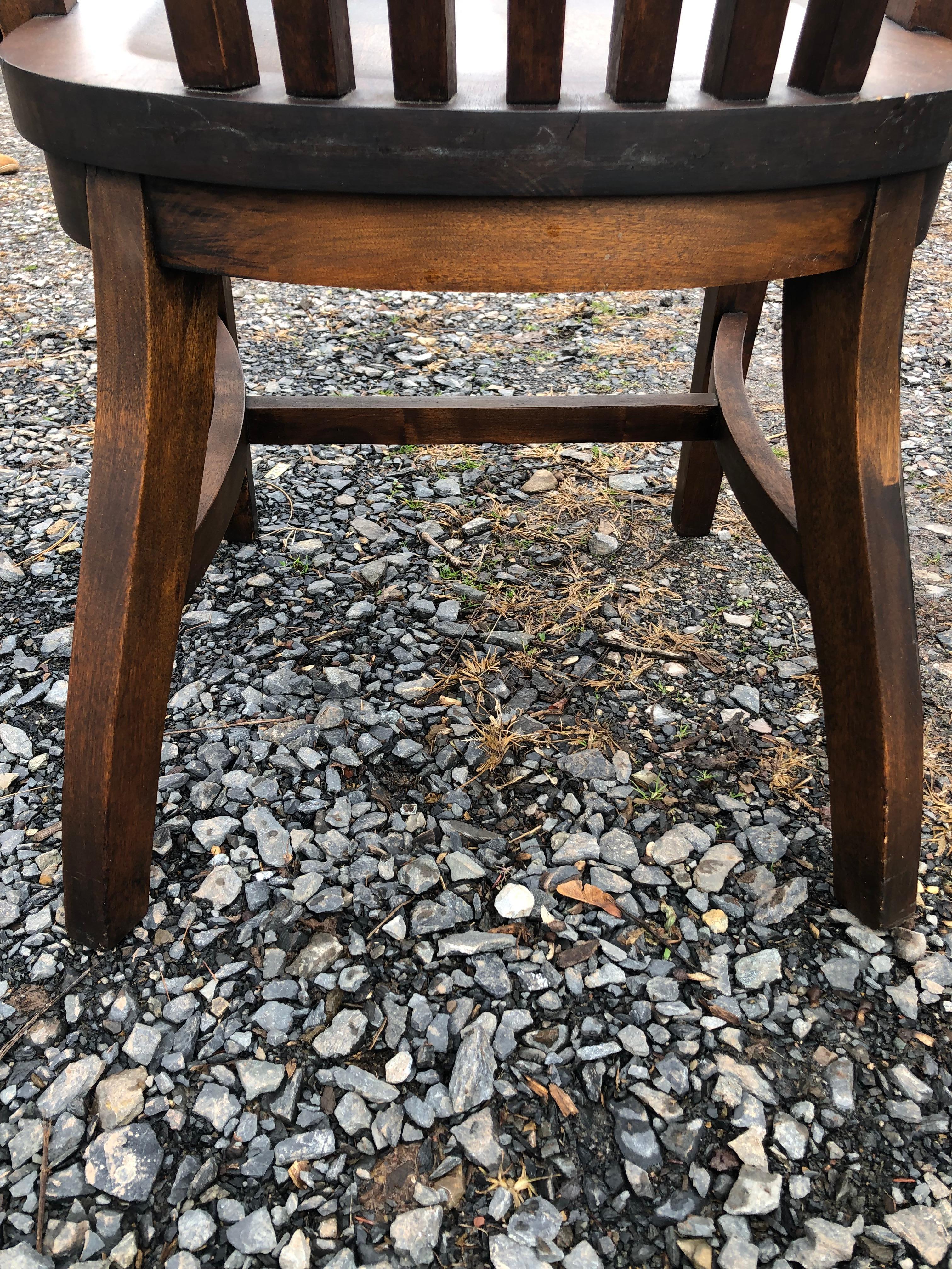 Handsome Heavy Solid Oak Desk Bank Chair For Sale 2
