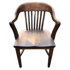Antique Handsome Heavy Solid Oak Desk Bank Chair