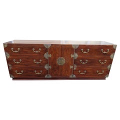 Handsome Henredon Tansu Campaign Credenza Brass Pan Asian Chinoiserie