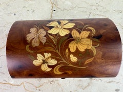 Handsome Italian handcrafted inlaid burled walnut music box